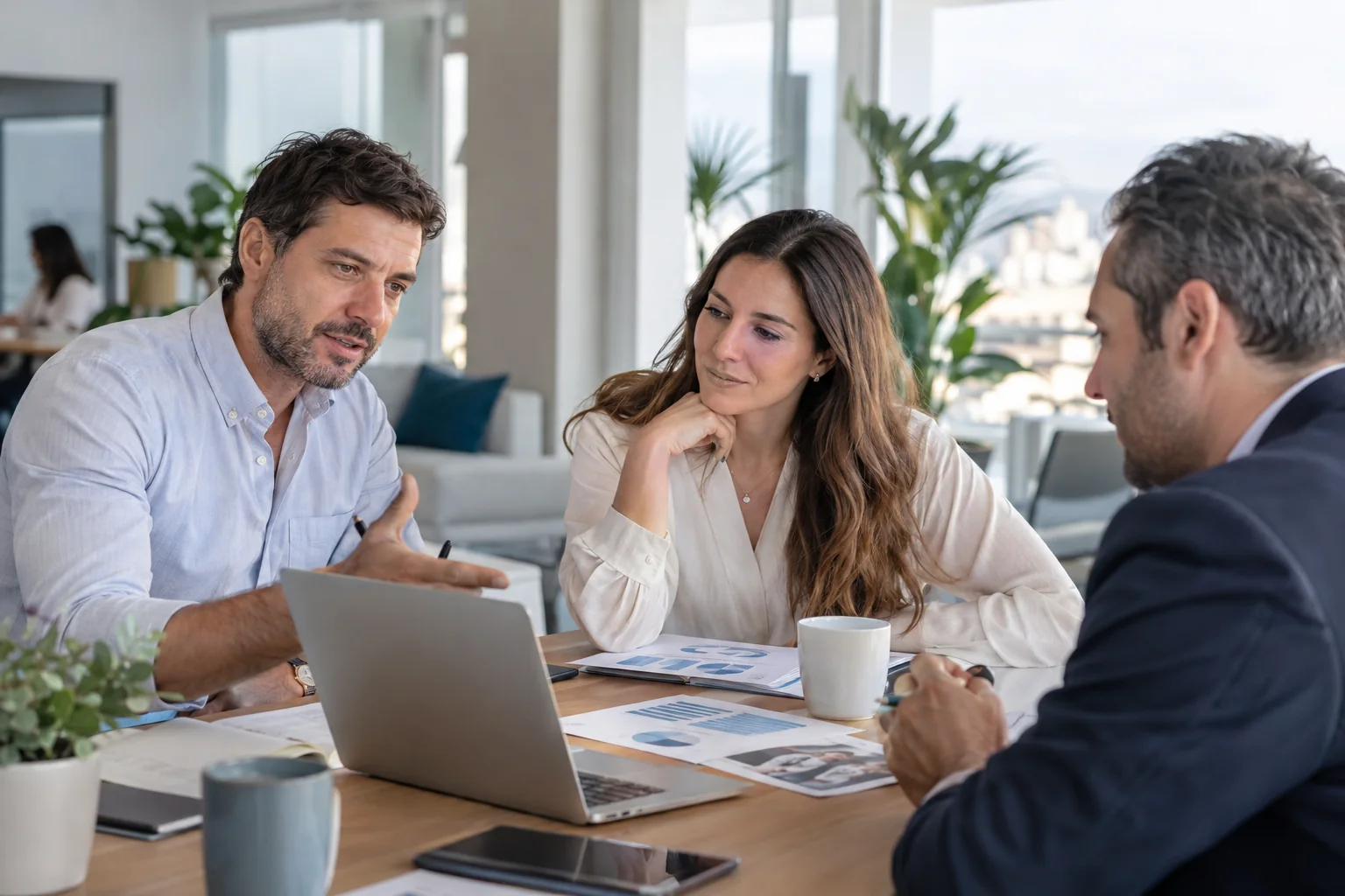 Conversación sobre un proyecto con potenciales inversionistas