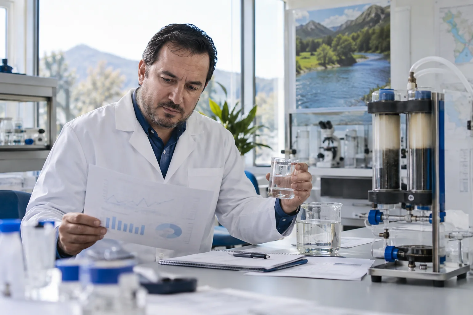 Profesional trabajando en una iniciativa de tecnología ambiental
